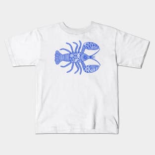 Lobster (blue and white horizontal) Kids T-Shirt